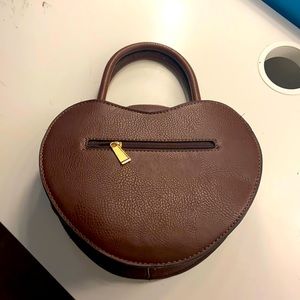 Medium brown heart shaped purse with wallet